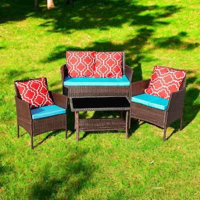 KISRAIS 4-Piece Outdoor PE Rattan Dining Set