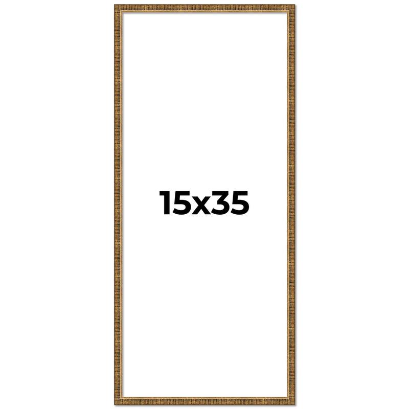 15x35 Frame Gold Solid Wood Picture Frame - Complete Modern Photo