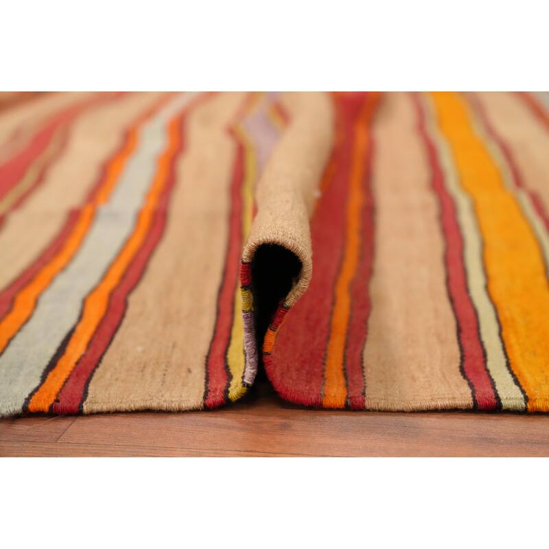 Hand Woven Oriental 100% Wool Carpet Southwestern Geometric Multi-Colored Kilim Area Rug - 7' 11'' X 5' 6''