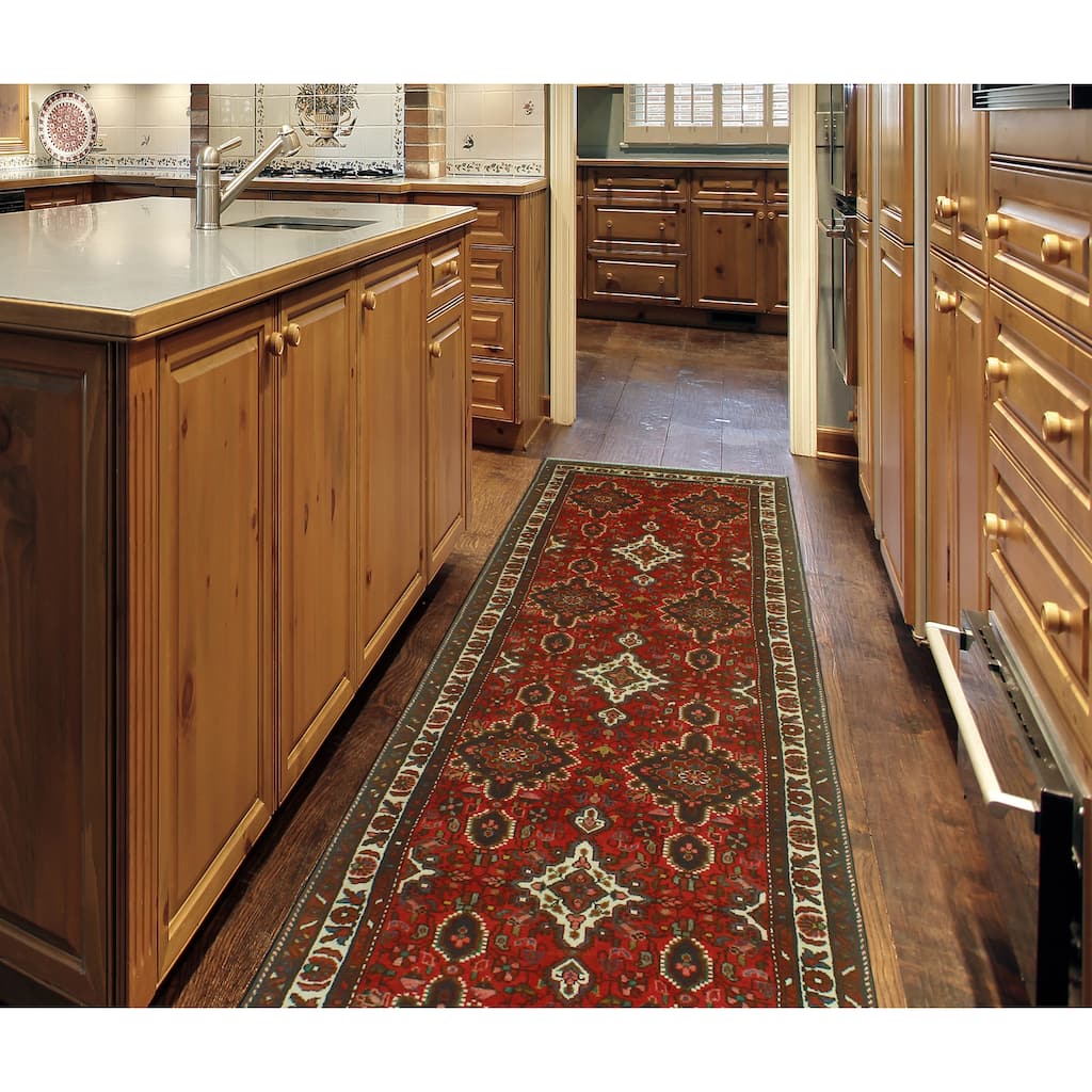 Fine Vintage Distressed Peter Red/Ivory Runner - 3'7" x 10'3"