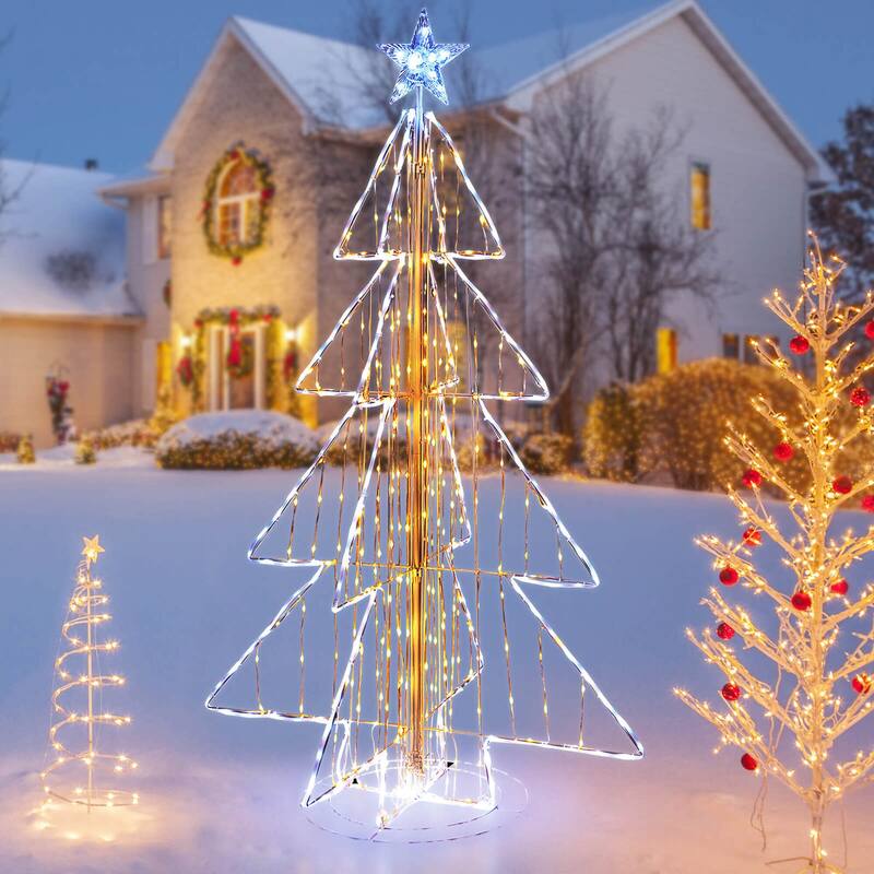 Costway 5 FT Animated Christmas Tree with 252 Warm 202 Cold LED Lights - See Details - 252 Warm White + 202 Cold White - 5 Foot