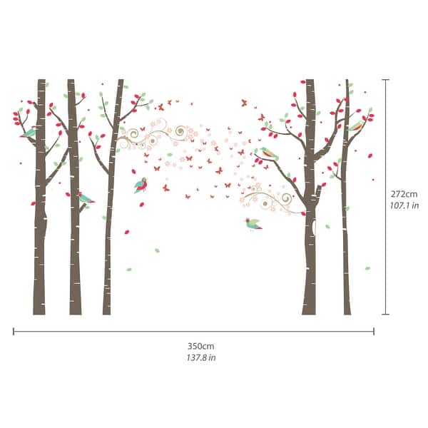 Walplus Spring Birch Forest Tree Scene Kids Wall Sticker Nursery Decor
