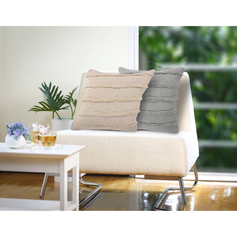 Guajira Set of 2 Textured Stripe Cotton Throw Pillow Covers, 20" x 20", 2 PCS (Covers Only) by Sevita