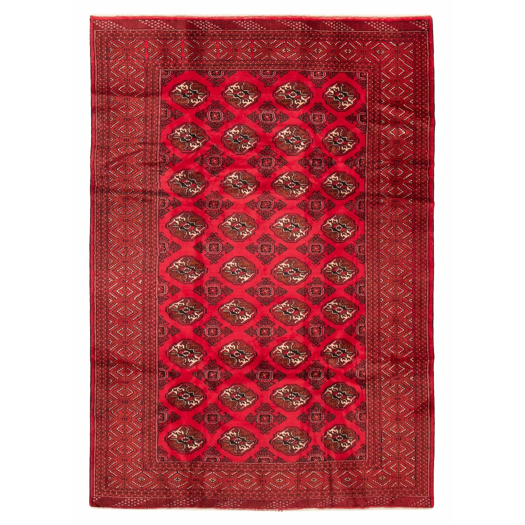 ECARPETGALLERY Hand-knotted Teimani Red Wool Rug - 6'4 x 9'0