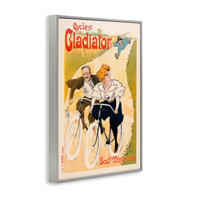 Stupell Vintage Cyclists Poster Framed Giclee Art Design By Marcus Jules