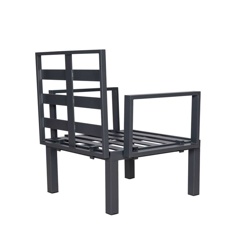 Chelsea 6-Piece Outdoor Patio Sectional Set in Black Aluminum with Removable Cushions for Backyard Garden and Patio Deck