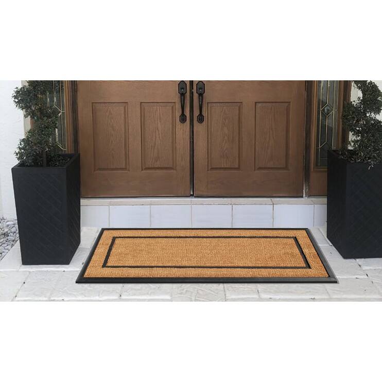 A1HC- Designer Hand-Crafted Rubber & Coir Frame Molded Double Door Mat, Perfect and more functional size