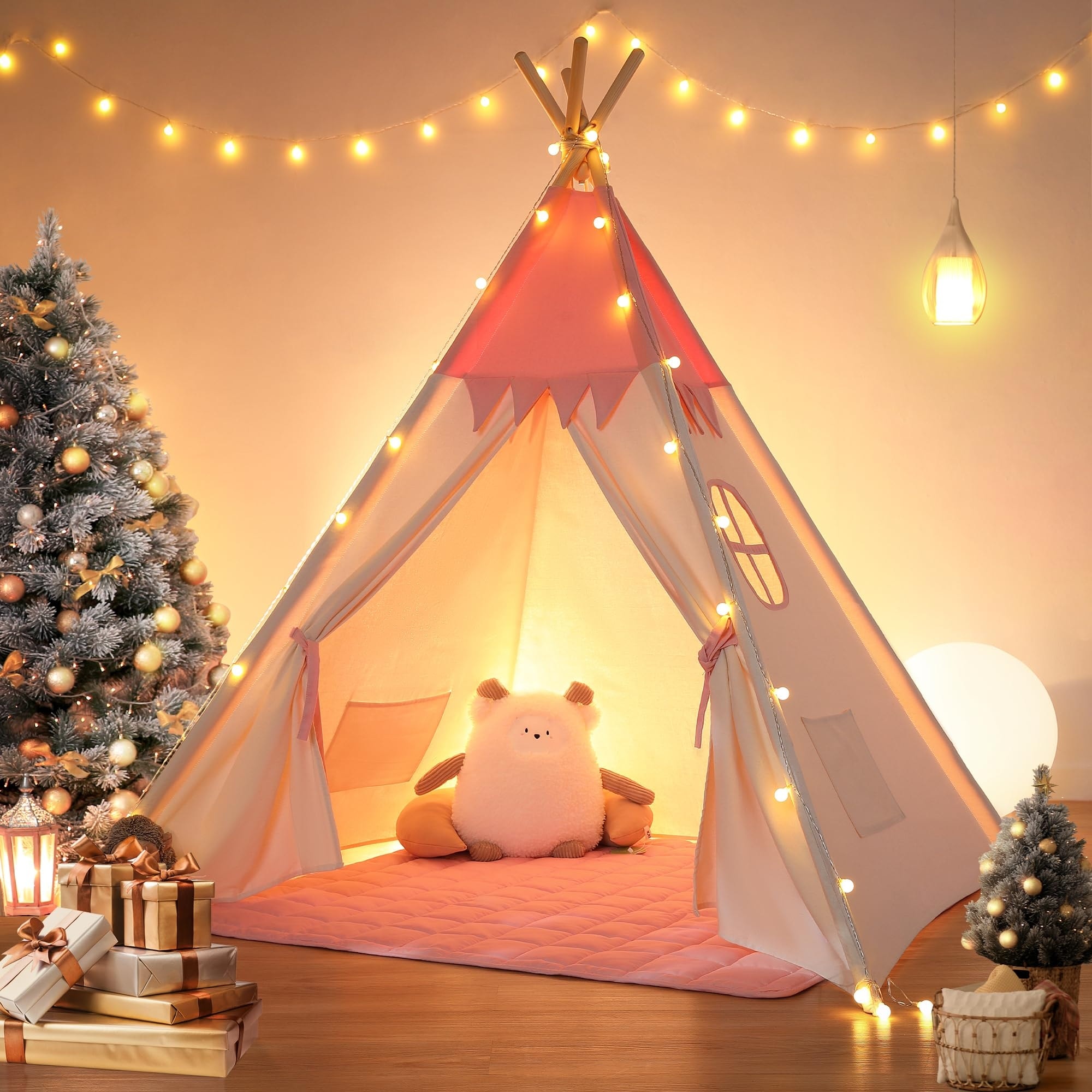 Pink teepee best sale with floor mat