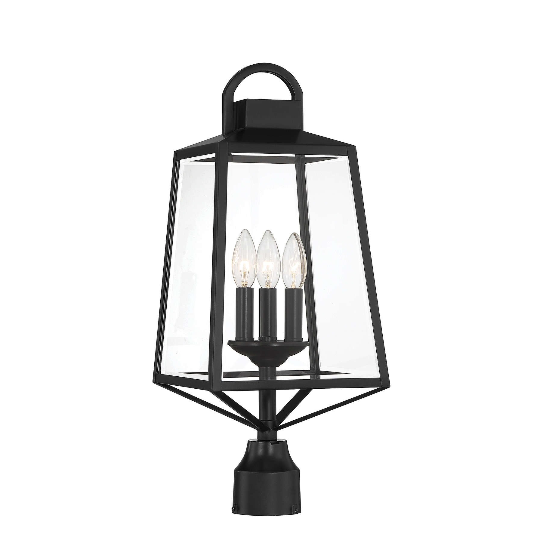 Inglewood 3-Light Outdoor Post Lantern in Black