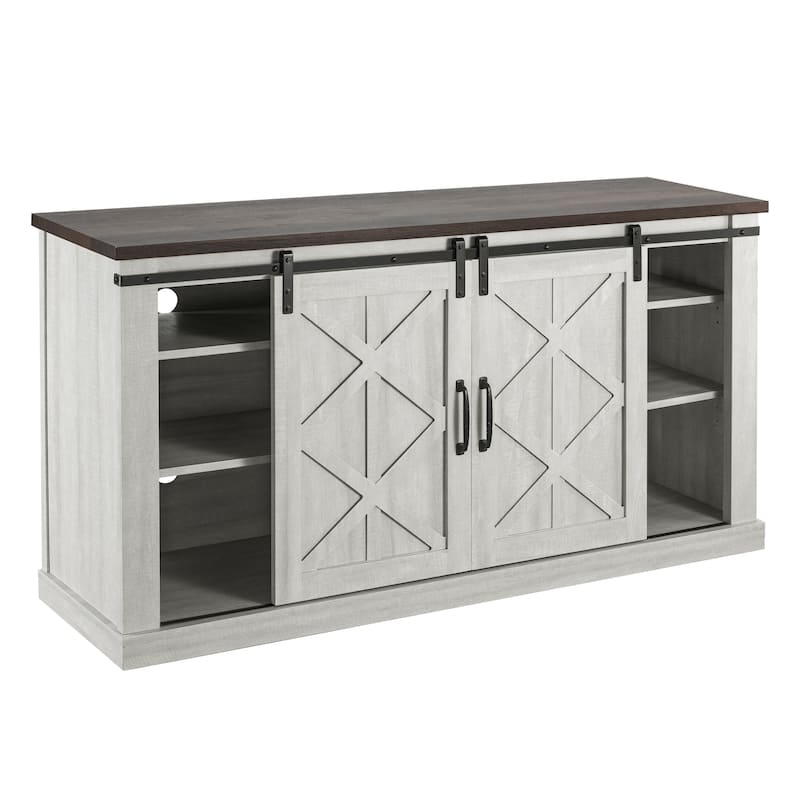 58" Farmhouse Sliding Barn Door TV Stand - Fits TVs up to 65" - 58" in Width