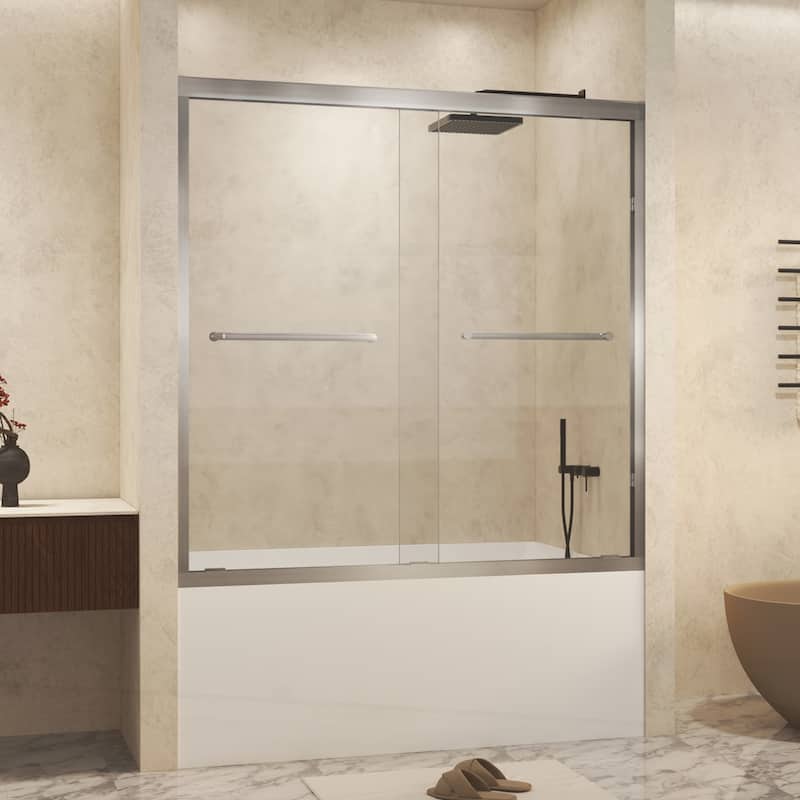 Premium Double Sliding Shower Door with Tempered Glass and Aluminum Frame for Stylish Bathrooms