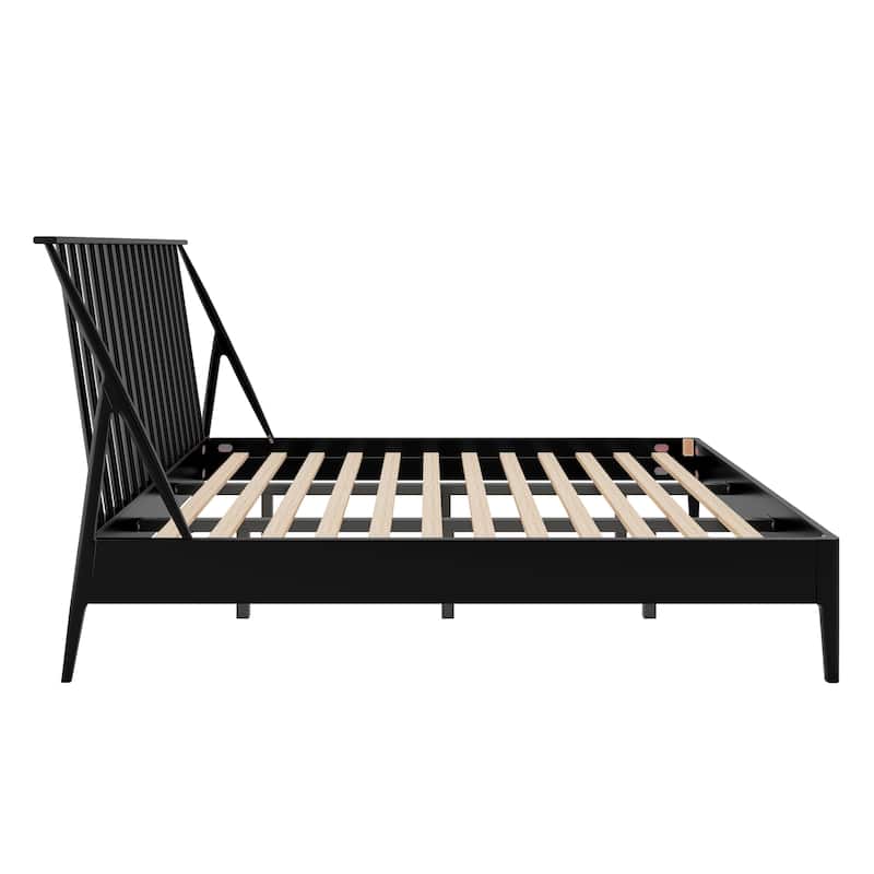 Modern Boho Bamboo Bed Frame with Metal Support by Harper&Bright Designs