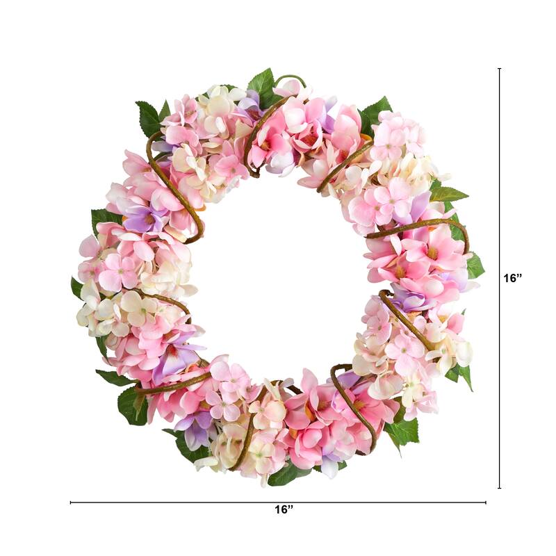 16" Hydrangea Artificial Wreath