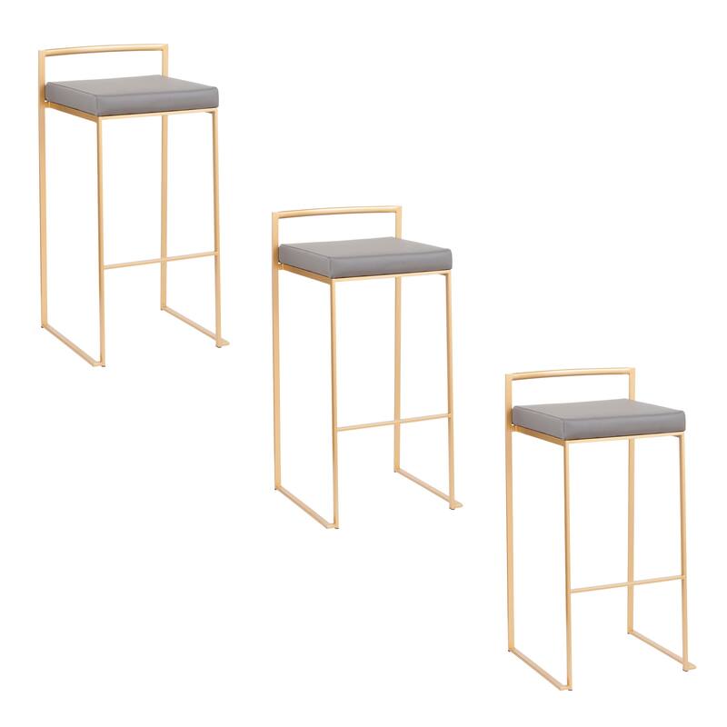 Silver Orchid Forrest Gold Stackable Fully Welded Bar Stool (Set of 3)