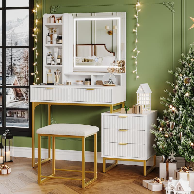 Makeup Vanity Desk with Mirror and Lights