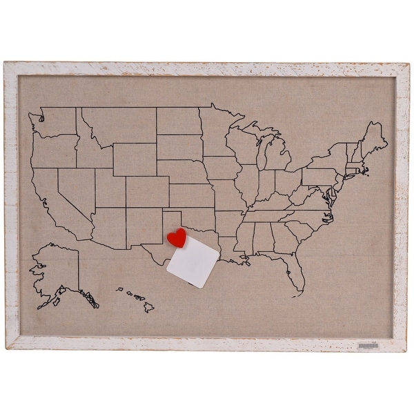27.75" Brown and Red US Map Wall Decor with Magnetic Heart - N/A
