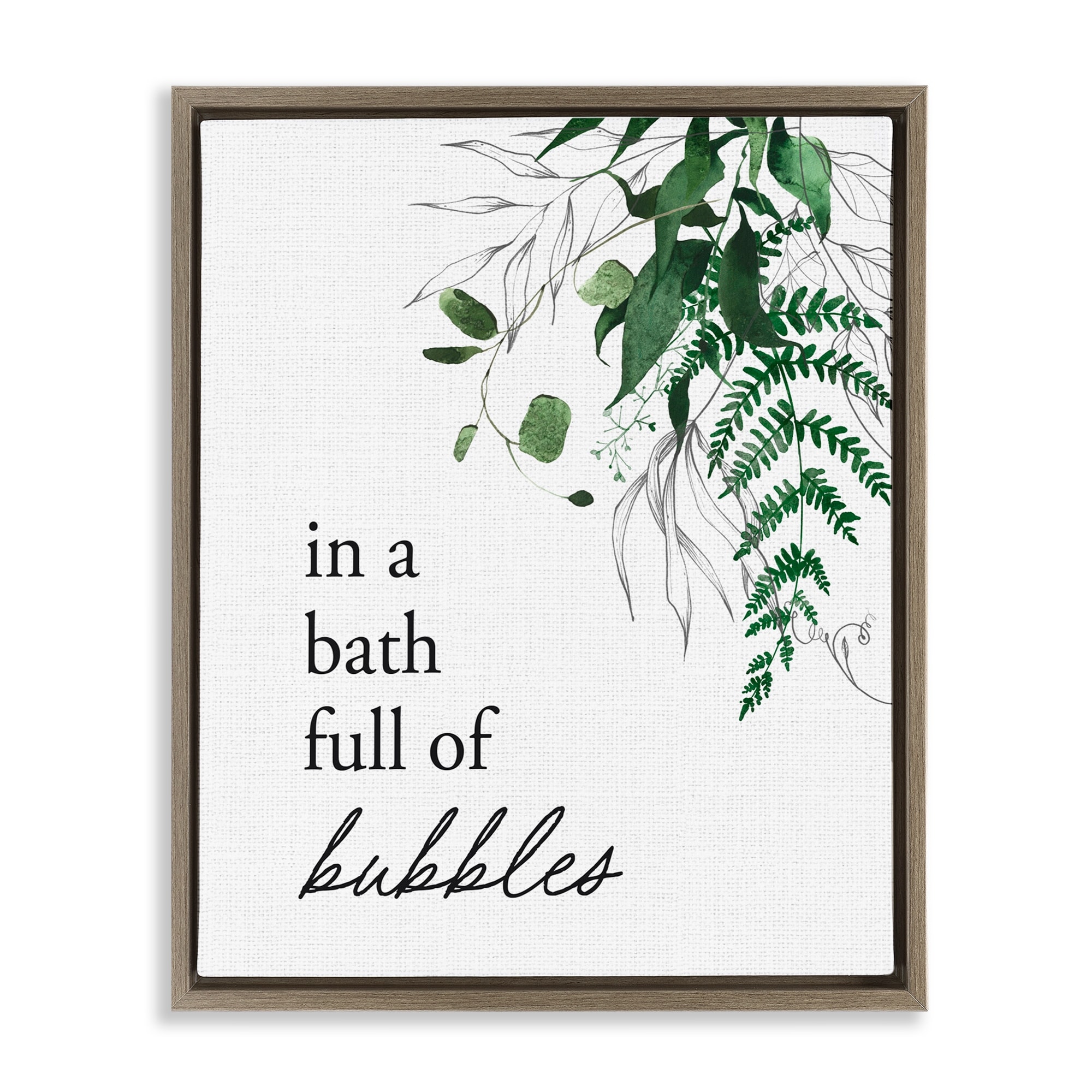 Stupell Forest Foliage Bubble Bath Framed Floater Canvas Wall Art Design By Lettered and Lined
