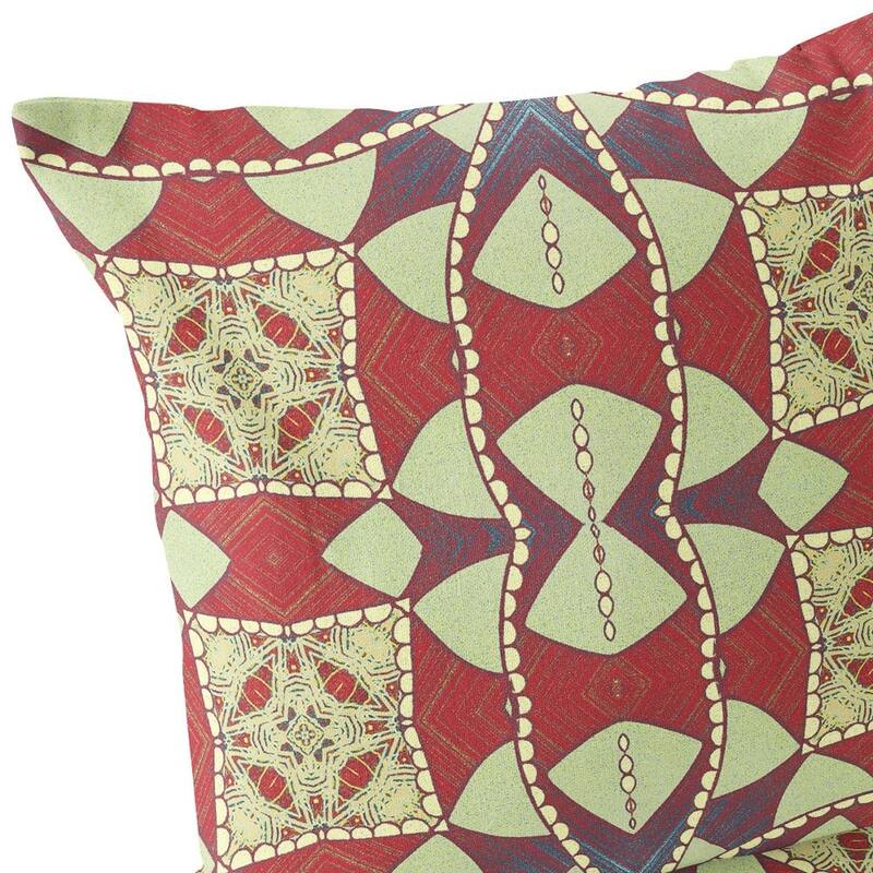 HomeRoots Set of Two 16" X 16" Yellow Red Blown Seam Eclectic Indoor Outdoor Throw Pillow - 16.00' X '16.00' X '5.00