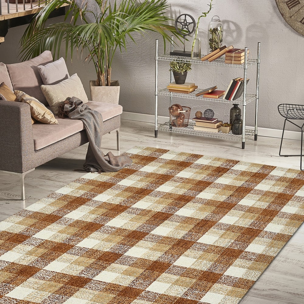 Tennessee Tartan Plaid Hand-Tufted Wool Rug