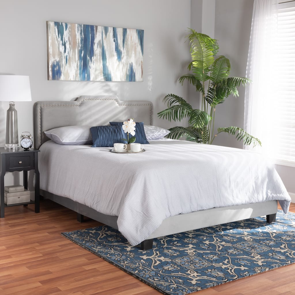 Benjen Modern Glam Velvet Fabric Upholstered Panel Bed