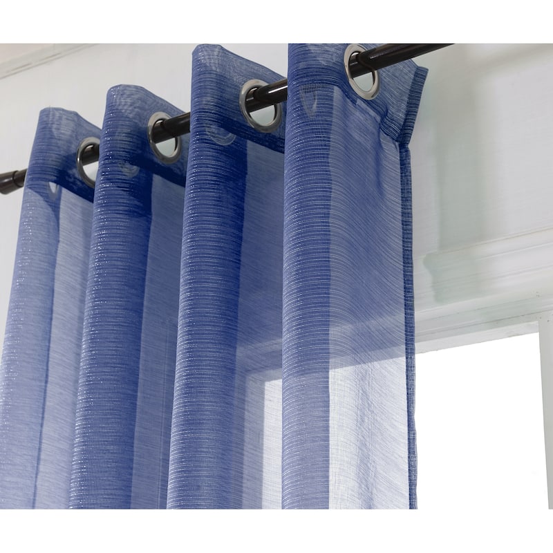 Lonnie Metallic Stripe Sheer Window Curtain Panel 90 inch
