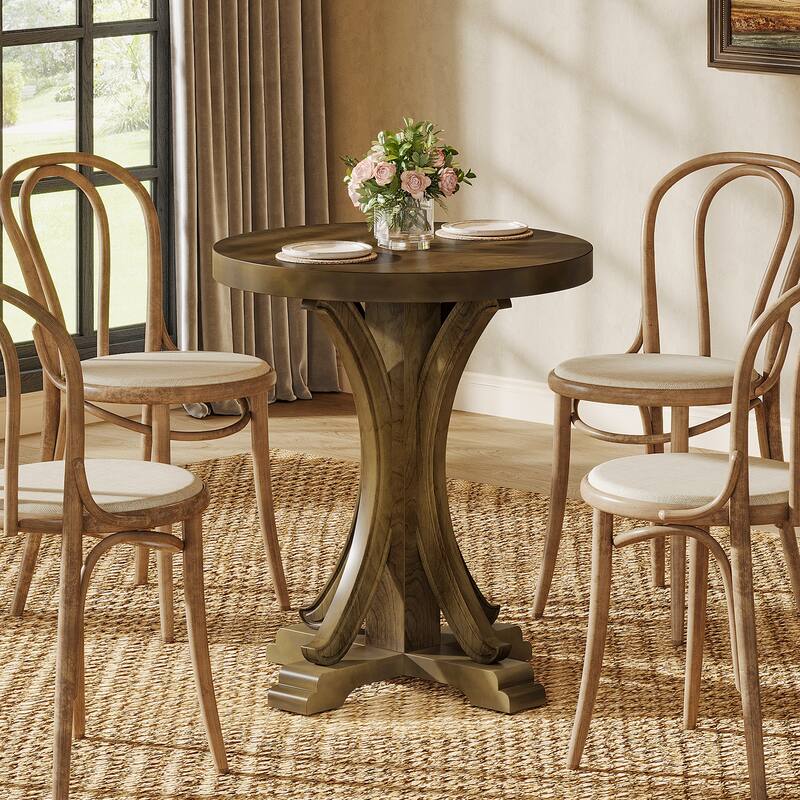 23" Solid Wood Pedestal Dining Table - Brown
