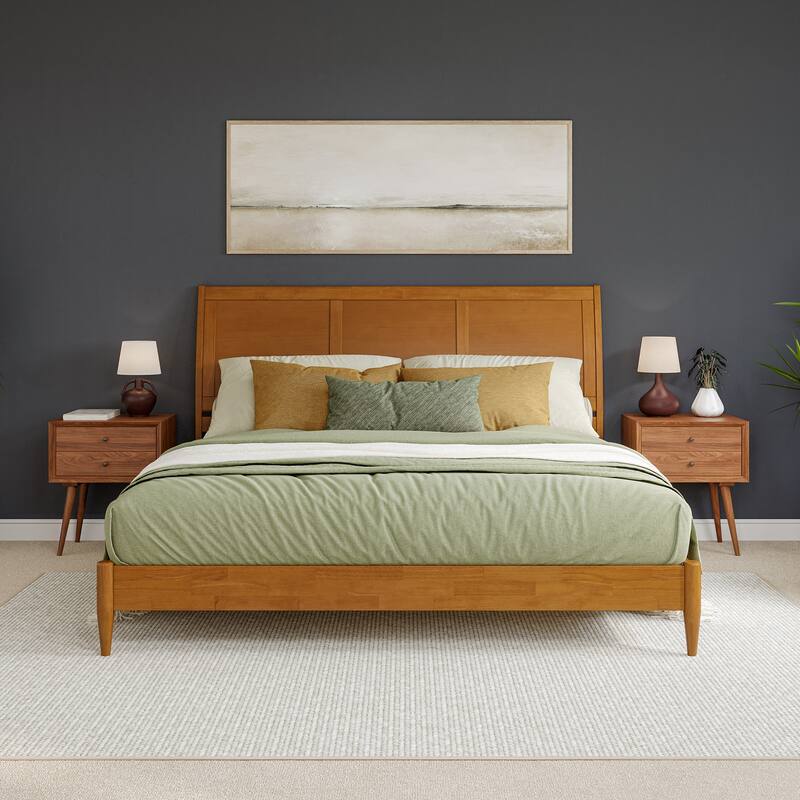 Valencia Solid Wood Low Profile Sleigh Platform Bed