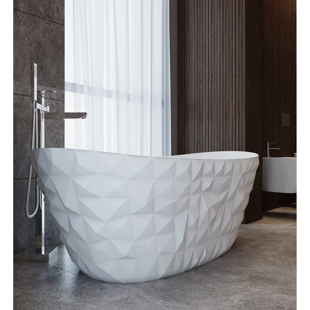 Knightsbrook 64" Freestanding Soaking Solid Surface Bathtub