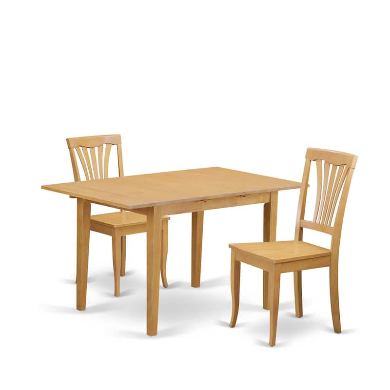 East West Furniture Dining Room Table Set Contains a Rectangle Kitchen Table and 2 Dining Chairs (Chair Seat Type Options)