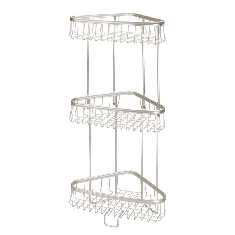 mDesign Metal 3Tier Vertical Corner Shelf Unit for Bathroom Storage