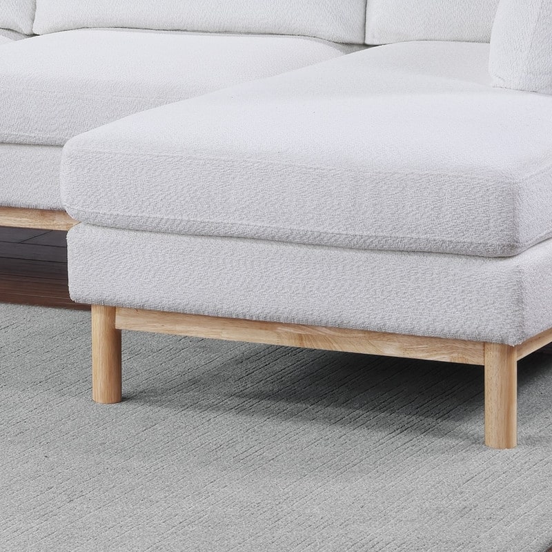 Hallie Sherpa 124" Wide Double Chaise U-Shape Sectional Sofa