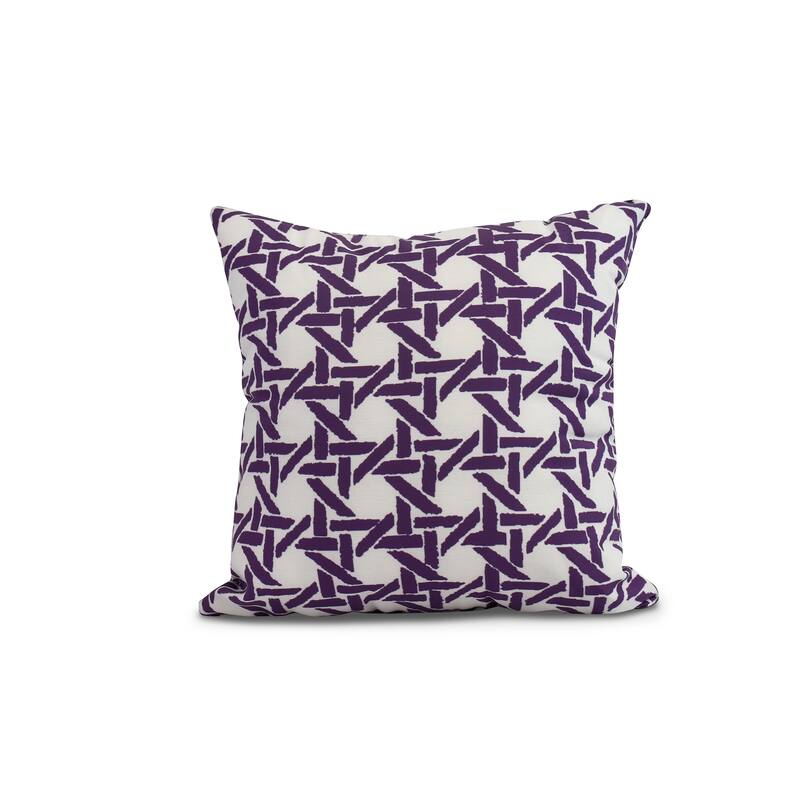 20 x 20 Inch Rattan Geometric Geometric Print Outdoor Pillow - Purple