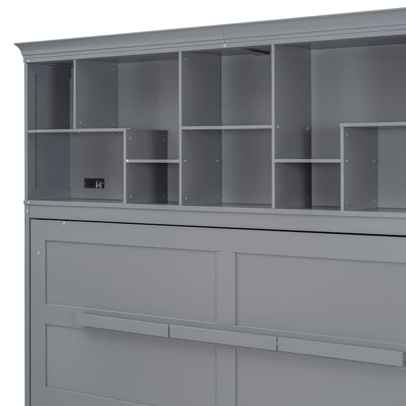 Queen Murphy Bed with Shelves and USB