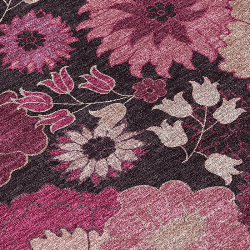 Machine Washable Indoor/ Outdoor Modern Floral Chantille Rug