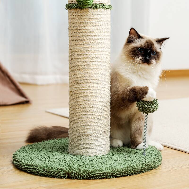 Large Cactus Cat Scratching Post with Natural Sisal Ropes, Cat Scratcher