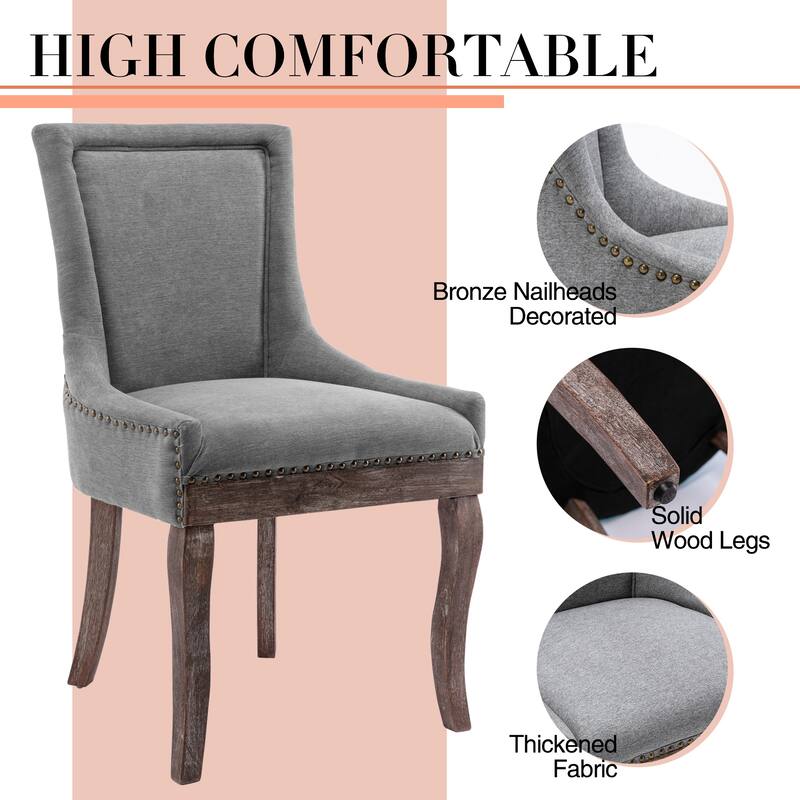 Traditional Tufted Ultra Upholstered Wingback Dining Chair Set of 2