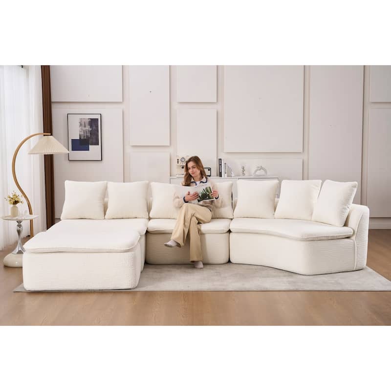127.96'' Modular Chenille Boneless Sectional Sofa with Ottoman