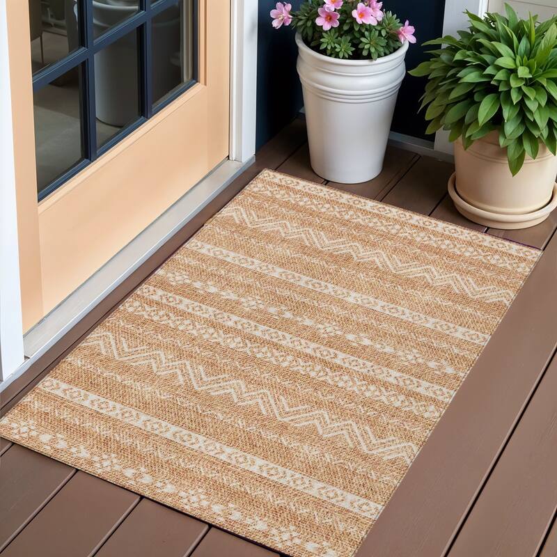 HomeRoots Southwestern Transitional Rectangle Outdoor Rug - 3' x 5'