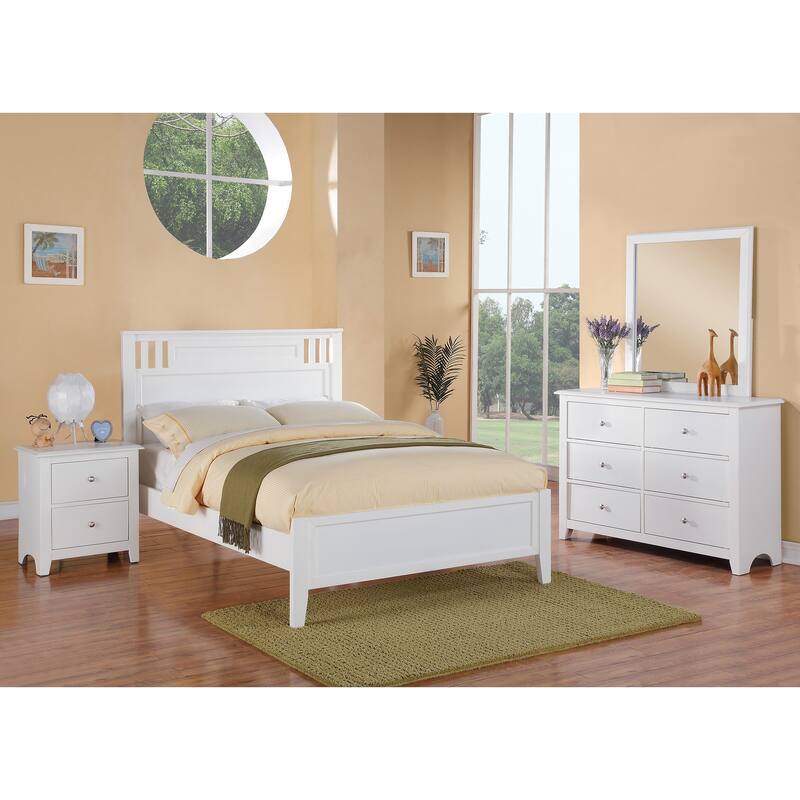 Full Size Bed with Unique Design Headboard, White Finish, Contemporary Style