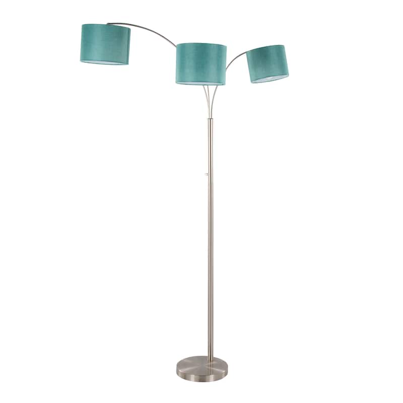 84" Metal Floor Lamp with Three Lights & Linen Shades
