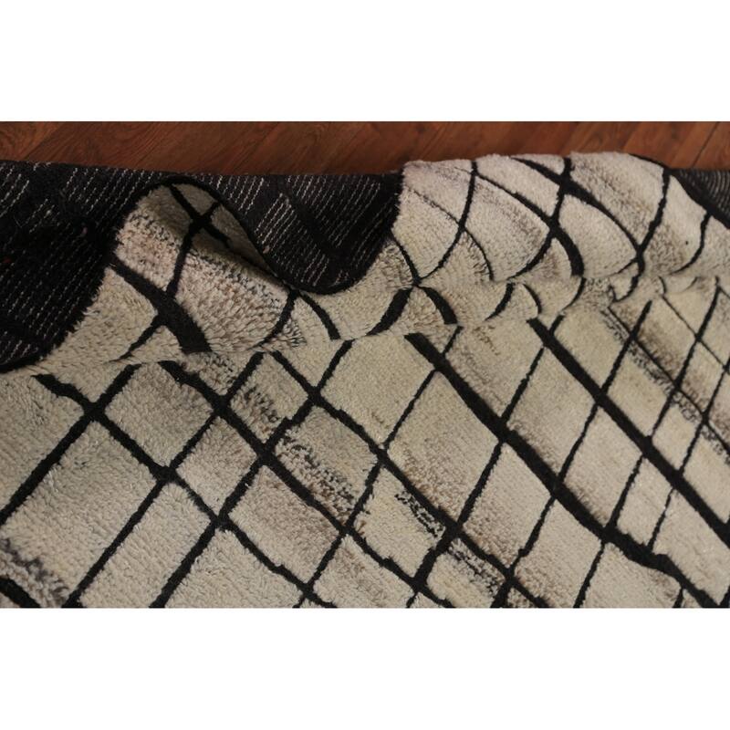 All-Over Moroccan Modern Area Rug Handmade Wool Carpet - 5'3" x 8'3"