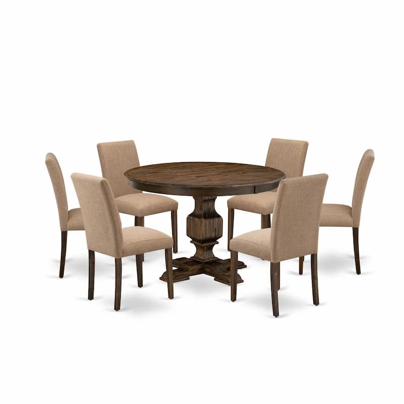 HomeStock 3-Piece Distressed Jacobean Finish Solid Wood Top Dining Table with 2 Chairs