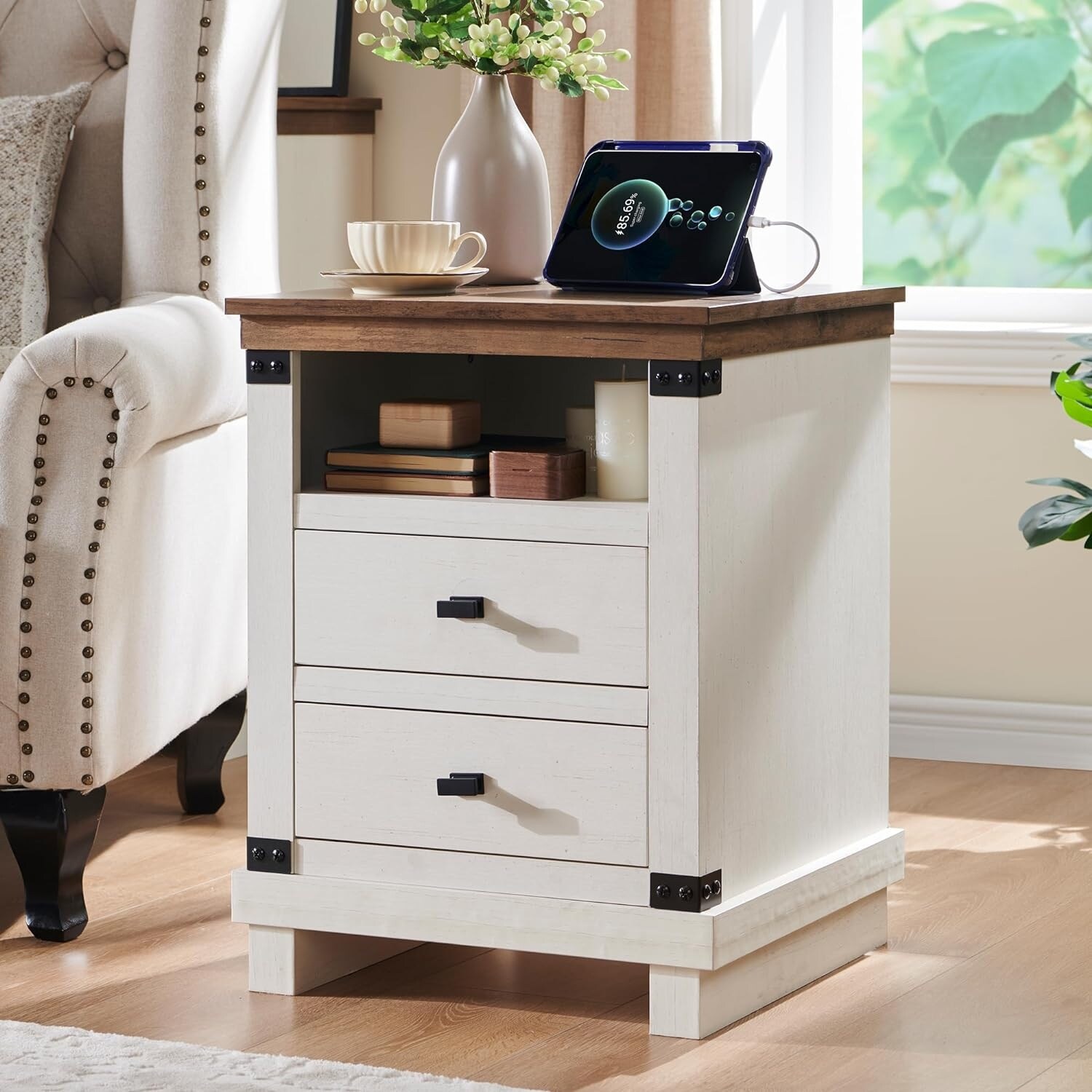 3 Drawer 32.3"H x 30.3" W Nightstand Chest Cabinet Dresser Bedroom Storage