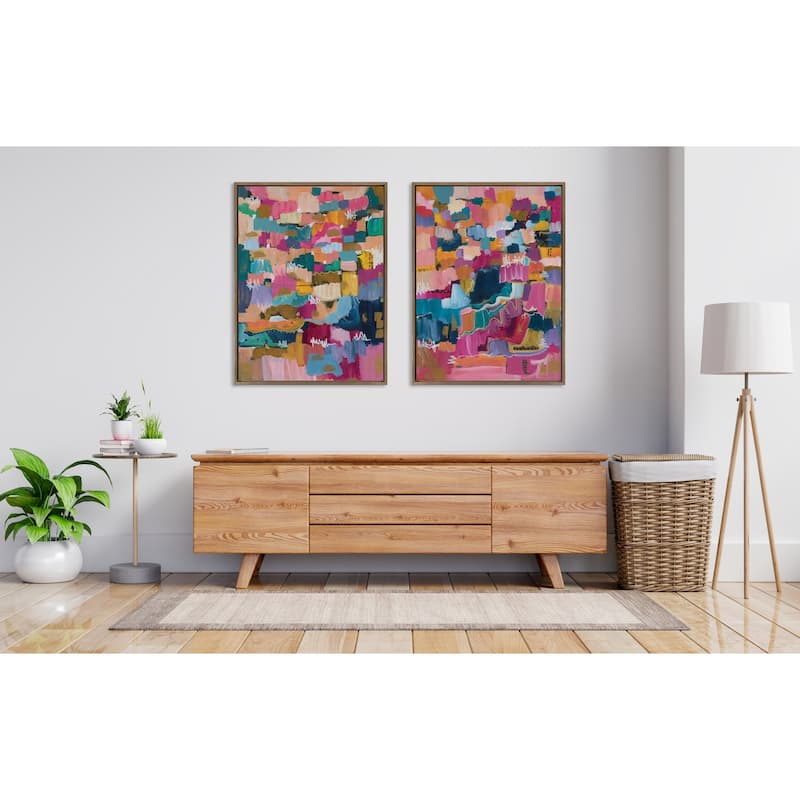 Kate and Laurel Sylvie Applause Framed Canvas Set by Leah Nadeau