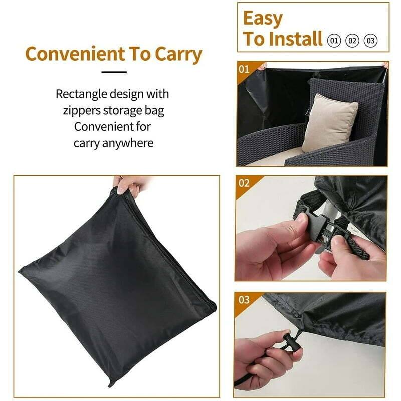 Black 420D Furniture Cover Outdoor Couch Table Furniture Cover