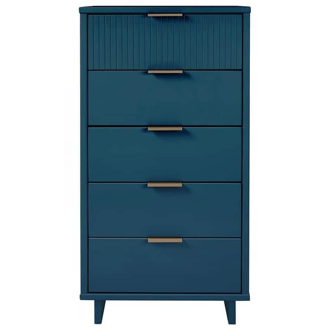 Manhattan Comfort Granville Tall 23.62" Modern Narrow 5 Drawer Dresser