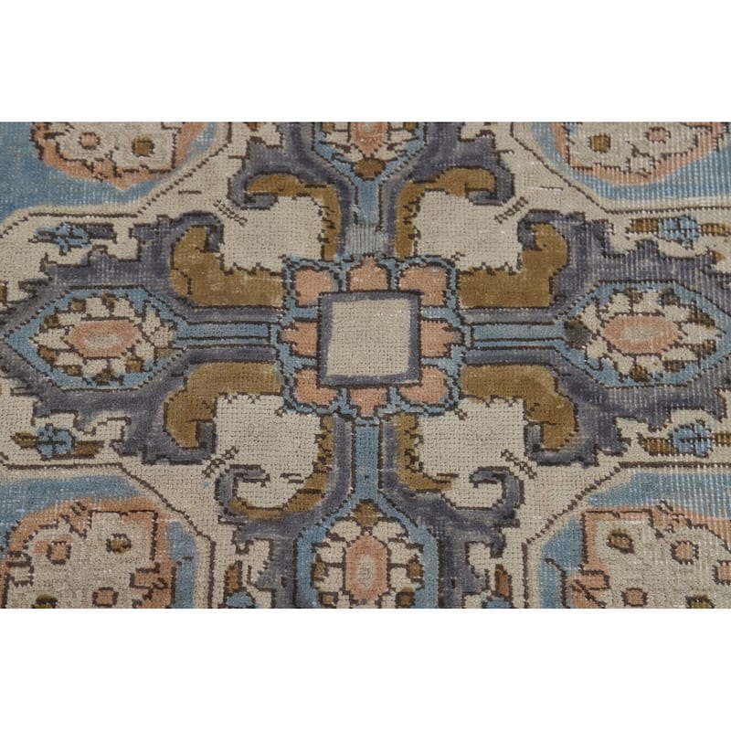 Geometric Tabriz Persian Area Rug Handmade Floral Wool Carpet - 6'7"x 9'8"