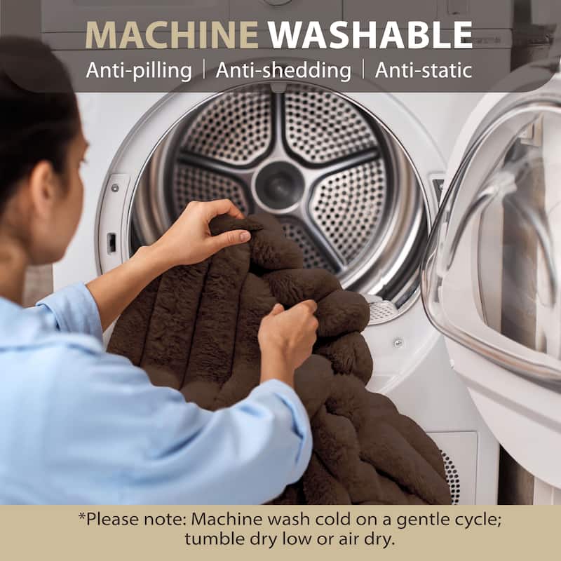 Luxury Reversible Textured Stripe Faux Fur & Velvet Throw