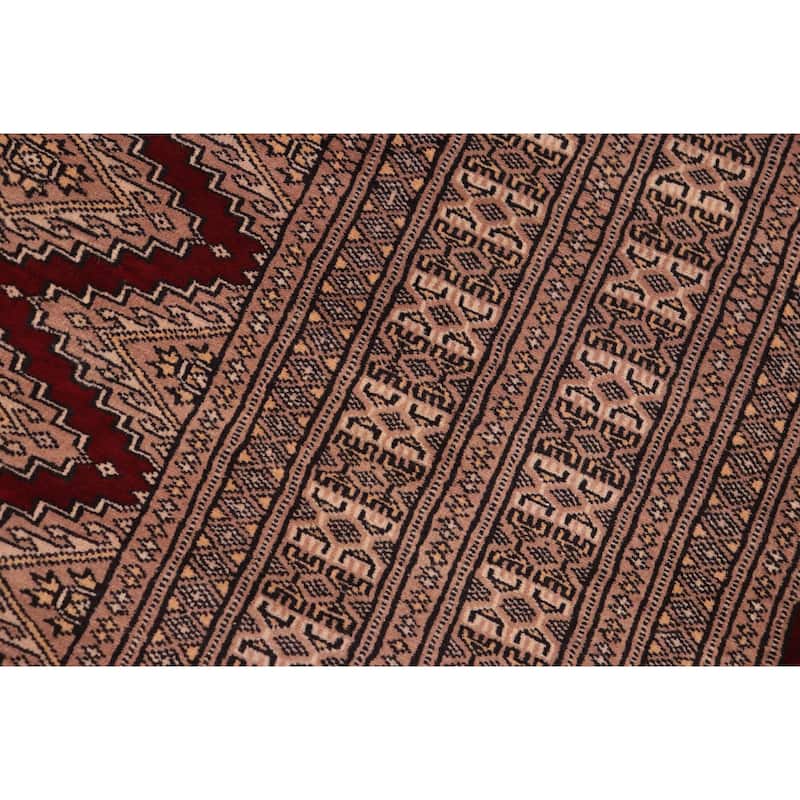 Tribal Bokhara Reyes Red/Taupe Hand Knotted Wool Rug - 10'0'' x 12'0''