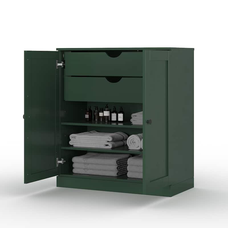 Palace Imports 100% Solid Wood 32" Bathroom Storage Cabinet with Shaker Doors, 2-Drawers and Adjustable Shelves - Green